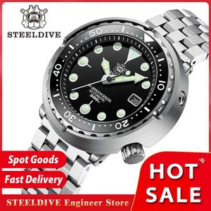 Orologi da polso Steeldive SD1975 MENS AUTOMATICO MENS DAVIVAGGIO 300 MEM METRO IN MECCHIO MECCANICO MECCANICO MECCANICO C3 Specchio a zaffiro orologio luminoso Y240425