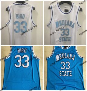 Indiana Eyaleti Sycamores 33 Larry Bird Basketbol Jersey Eyaleti Mavi Beyaz Kuzey Carolina Tar Heels 23 Michael College Erkek Formaları Dikiş Nefes Alabilir