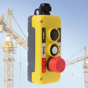 Controls 2 Ways Remote Control Switch Waterproof Industrial Push Button with Emergency Stop for Electric Crane Hoist Pendant