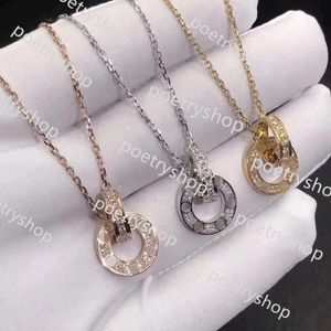 Anhänger Halsketten Neue Mode Liebe Halskette Schmuck Männer Frauen Doppelring volle Bohrung Zwei Reihen Bohrer Halskette Oktagonaler Schraubkappe Liebhaber Paar Geschenk