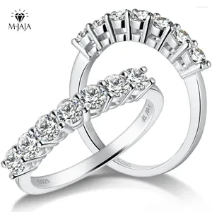 Pierścienie klastra Pierścień Moissanite dla kobiet pół wieczności Wedding Połączka Oryginalna 925 SREBROŚĆ SREBOWA 0,7CT D Kolor VVS1 Lab Diamond Fine Jewelry