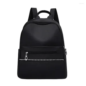 School Bags ASDS-Casual Ladies Backpack Black Waterproof Nylon Bag Girl Fashion Travel Handbag