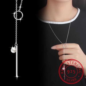 Pendant Necklaces 925 sterling silver jewelry round bead long chain pendant and necklace suitable for womens necklace S-N49 Q240426