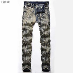 Men's Jeans European and American mens stretch denim jeans usually suitable for retro ground brands hip-hop parties plus size pantsL2404