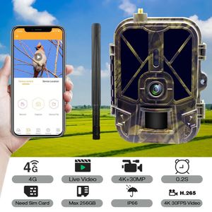 4K Live Stream Trail Camera 4G 30MP APP COULT SERVICE -jaktkameror 10000mAh Libattery Night Vision PO TRAPS HC940PROLI 240422