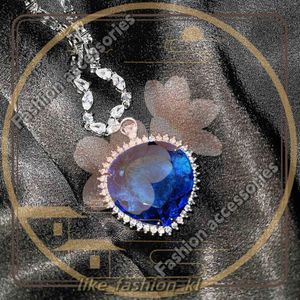 Jade Blue Red Titanic Heart of the Ocean Naszyjniki dla kobiet romantyczny kryształowy łańcuch wisiorek walentynkowy prezent biżuterii 280