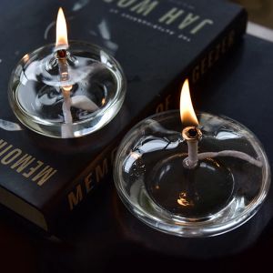 Candles Transparent Glass Candlestick Oil Lamp Candlelight Candle Holders with Wick Dinner Table Candle Rustic Christmas Home Decoration