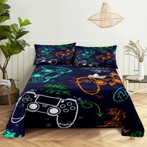Define o jogo do jogo 0.9/1.2/1.5/1.8/2.0m Folha de cama Home Printing Digital Polyester Bed Sheet com travesseiro Prind Print Bed Sheet
