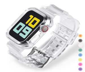 أحدث علبة Sport Clear Band لـ Apple Watch Series 6 SE 5 4 3 2 1 حزام سيليكون شفاف لحزام IWatch 40mm 44mm 42mm 384490346
