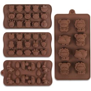 Moulds Cartoon Silicone Chocolate Mold Animal Lion Bear Shape Chocolate Candy Ice Cubes Children's Food Supplement Party Baking Tools