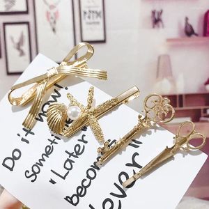 Hair Clips For Women Retro Shell Scissors Bow Metal Pin Simple Fashion Accessories Jewelry Wholesale