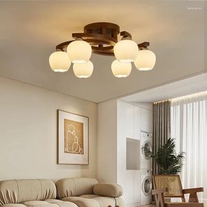 Ceiling Lights Chinese Style Lamp In The Living Room Simple Modern Elegant Retro Walnut Solid Wood Lamps