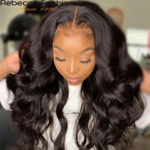 Rebecca Body Wave koronkowe peruki przednie 180D przezroczyste koronkowe peruki czołowe peruki ludzkie włosy t częściowo koronkowa peruka brazylijska fala ciała koronkowa peruka 240416