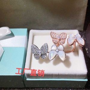 Unik ring för män och kvinnor utan deformation Butterfly ring vit full blå med vanlig vnain