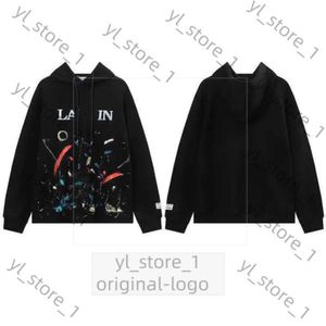 Lanvin Hoodie Designer de luxo Lanvins Classic Fashion Trend Hoodie Bordery Splash Ink Letter Speckle Print Disturticed Men's Hoodies Sweatshirts 9949