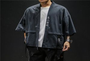 2019 Vintage Kimono Jacket Men Casual Loose Open Stitch Chinese Style Tops Linen Cardigan Coat