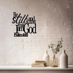 Decorative Figurines Metal Wall Art Decor Home Bible Verses Psalms Be Still And Know That I Am God