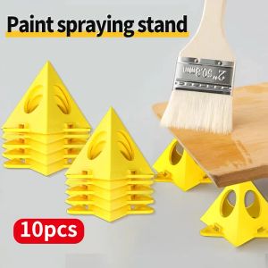 10 PCS Woodworking Paint Bracket Set Yellow Painted Plastic Cushion Block Spray Painting Air Dry Coated Triangular Bracket Painting stands Building Supplies