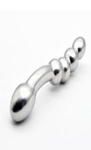 Rostfritt stål DoublebleL -Curvy Vaginal Dildo Dong Artificial Penis Beads Masturbation Anal Plug Sex Toys for Women XCXA3644577392
