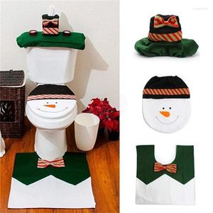 Pokrywy toalety 1set Happy Snowman Chrisk Bathroom Set Cover Dujan Dekoracja Dekoracja