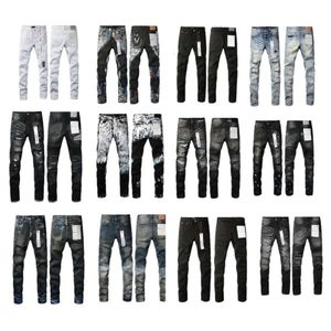 Marca de designer de jeans roxa para homens calças jeans Summer buraco de qualidade bordado bordado roxo jeans jeans calças mensagens roxas 65