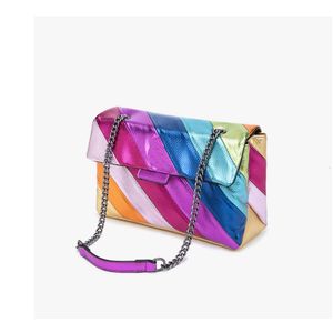 Designer Women's Bag Handbag Spliced Chain Portable Shoulder Crossbody Bag Rainbow Bag For WomanCYX042406