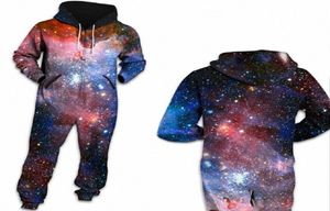 Women Space Galaxy Star Star Stampato Loungewear Pigia unisex una cerniera cappa con cappuccio per sonno aperta per salti per adulti x0i1447548