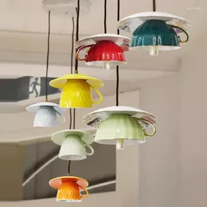 Żyrandole falowane ceramiczne kolorowe lampy stołowe jadalni minimalistyczny nordycki salon sypialnia nocna żyrandol 220V