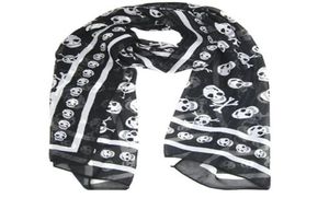 Black Chiffon Silk Feeling Skull Print Fashion Long Scarf Shawl Scaf Wrap For Women Keyring286G72140746097280