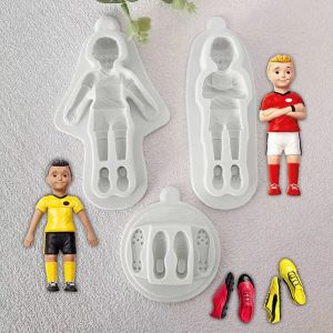 Moulds Silicone Cake Mold Football Players Sneakers Fondant Mold DIY Plaster Work Cupcake Jelly Candy Chocolate Decoration Baking Tool