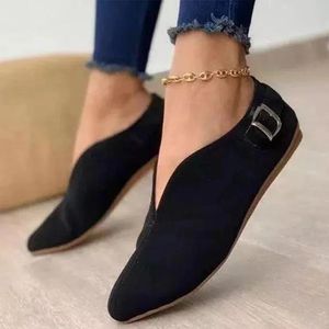 Women MOFERS RETRO Punta di scarpe pianeggiatori in pelle scamosciata di punta Slip estivo su piedi casual Feetwear Zapatos de Mujer Plus Times 3543 240420