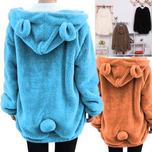 Sweatshirts Zogaa Women's Winter Loose Fluffy Bear Ear Hoodie Jacket