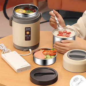 Bento Boxes USB Electric Ogrzewanie pudełka na lunch ze stali nierdzewnej grzejnik żywnościowy Bento dla gorących w biurach i szkołach Q240427