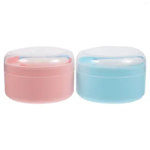 Storage Bottles 2 Pcs Powder Puff Empty Box Body Container Baby Case With Puffs