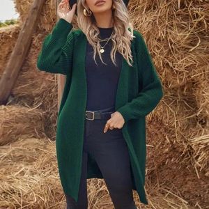 Women's Knits Women Loose Casual Long Sleeve Sweater Vintage Pure Color V Neck Coat Autumn Winter Cardigan Outwear