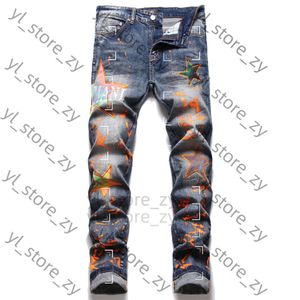 Chromee Jeans Herren Designer Jeans High Elastics Delessed Chrome Jeans zerrissen Slim Fit Motorcycle Heart Biker Denim für Männer Fashion Black 4445