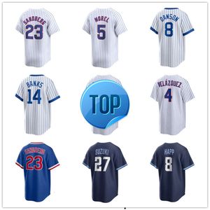 Camisas de beisebol de Chicago Cubs Cubs 23 Ryne Sandberg 5 Christopher Morel 27 Seiya Suzuki 2 Nico Hoerner 9 Miguel Amaya 15 Yan Gomes