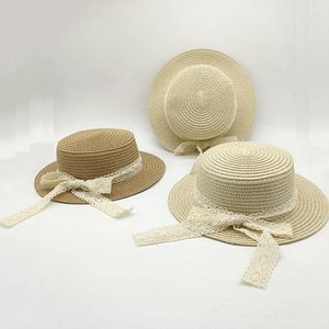 Beralar Yaz Çocuklarının Nefes Alabası Güneş Koruyucu Hasır Şapka Düz Top Kravat Moda Küçük Çok Yönlü Güneş Açık Plaj