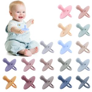 Tillbehör baby silikon napp säker mat klass teether nyfödda soother fasta färg dummies silikonnippel för baby tuggtillbehör