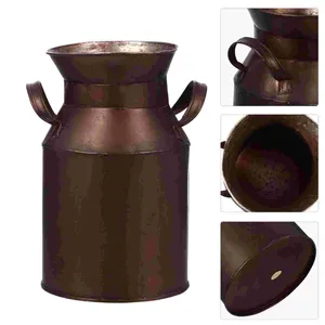 Vaser järnblomma förvaringsmjölk kanna hink hem dekoration tinplatta container planter