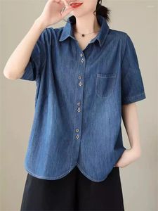 Jackets femininos 2024 Denim de verão Camisa de manga curta coreana solta fina versátil Cardigan Top Jeans Coat K826