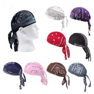 Bandanas Durag 2022 Mens Pirate Hat Hip Hop Paisley Tryckt Motorcykelväska Motorcykelhatt Bomullscykelhatt Bandana huvudbonnar Mens Skull Hat Huvudbonader 240426