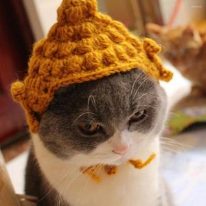 Abbigliamento per cani morbido comodo cappello da pet cavo regolabile Buddha fatto a mano divertente per gatti carini cosplay copricapo felino