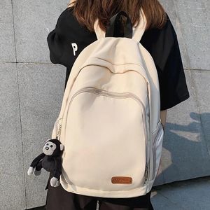 Rucksack weiße Multi -Pocket -Frauen Solid Color Teenage Student Book Tasche Mode weibliche College Schoolbag süßer Rucksack