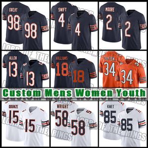 15 Rome Odunze Fußballtrikot 18 Caleb Williams d'Andre Swift DJ Moore Keenan Allen Jaquan Brisker Walter Payton Cole Kmet Darnell Wright Montez Schweiß Brian Urlacher