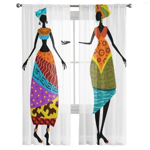 Cortina símbolos antigos nativos das nações africanas cortinas de tule para o quarto da sala de estar cozinha moderna voil pura