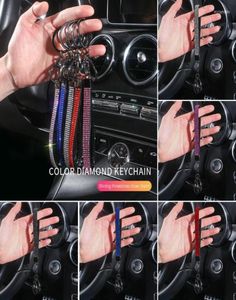 Keychains 1PCS Luxury Keychain Lanyard Crystal Rhinestone Mobile Phone Neck Strap Key Holder Bling Car Accessories For Woman Whole8958785