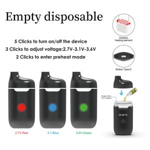 Vape descartável C16 original 2,0ml 3,0ml Vaporizador de óleo Black Vaporizador de óleo USB Departamento de recarga USB 280mAh Bobina de cerâmica Tensão ajustável 2.7V 3.1V 3.6V com vendas diretas de fábrica