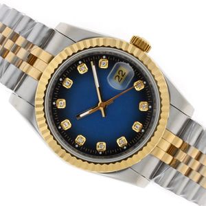 Assista Mulher de alta qualidade Diamante Woman Woman Women Designer Woman Gold Watch Automatic Two Tone Diamond Marking With Golden Dial Lady Watch With Box Blue Watch 26mm