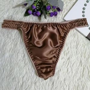 Men Men Seksowne nisko wzniesione jedwabne majtki Knickers T-back bezproblemowe oddychające męskie stringi zdrowotne majtki